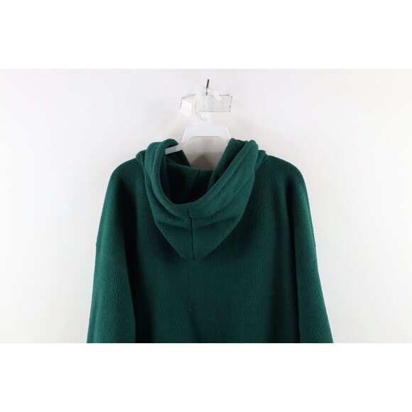 Vinage 90s Gap Mens Large Faded Blank Baggy Fit Fleece Hoodie Sweatshirt Green - Picture 10 of 11